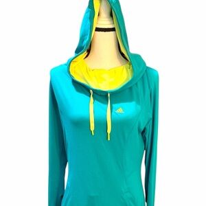 Adidas Women's Teal and Yellow Hoodie Sz S